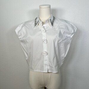 Galita White T-Shirt with Collar - One Size